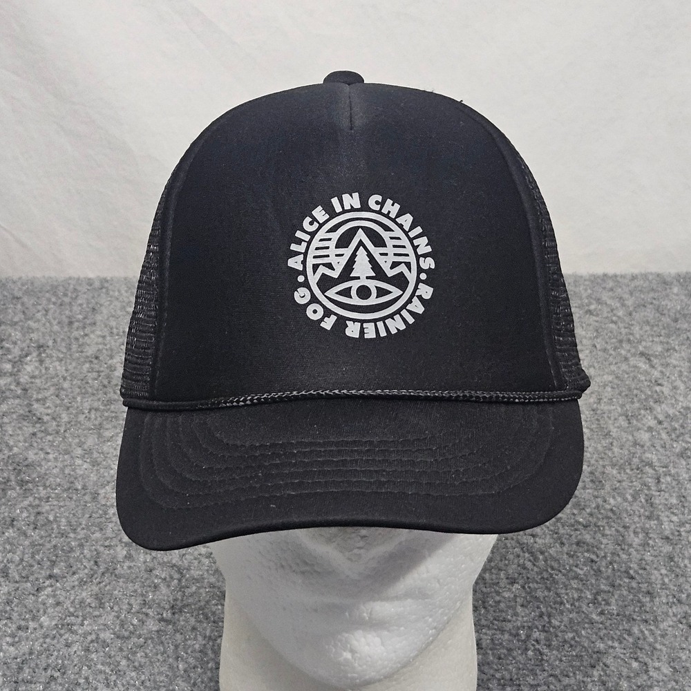 Alice In Chains Trucker Hat Black Rainier Fog Snapback Cap Rock Band Merchandise